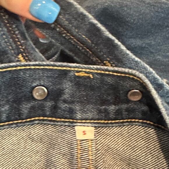 Levi’s Heritage Bib Denim Overalls Straight Leg Jeans Dark Wash Blue - Picture 10 of 13